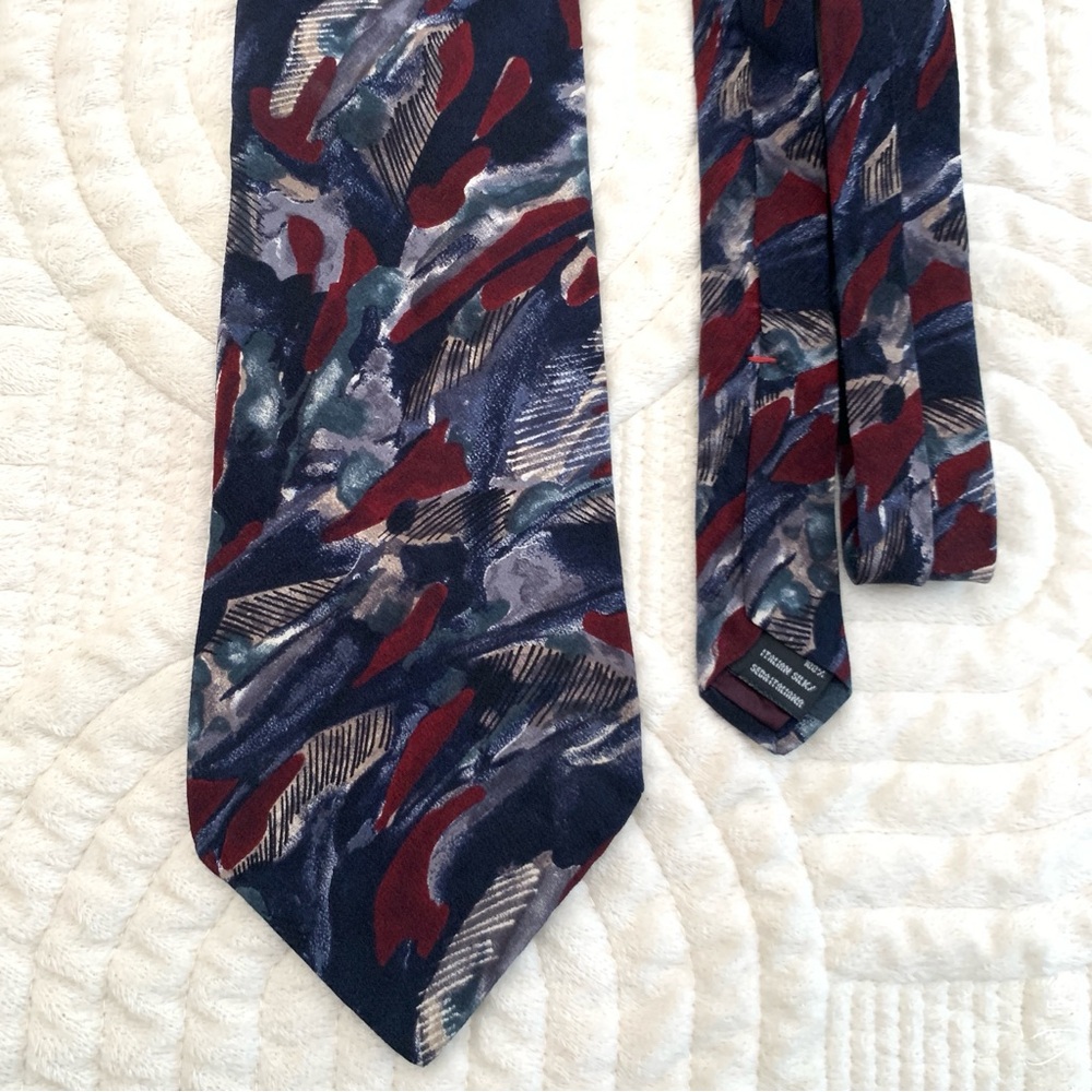 Men's Multicolor Vintage Italian Silk Patterned T… - image 1